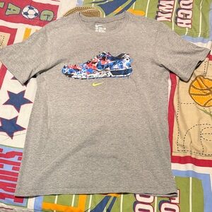 Nike Gray T-Shirt with Colorful Sneaker Graphic
